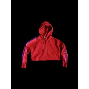 Women's Colorful Cropped Adidas Hoodie Red Rainbow Medium No Size Tag 90's
